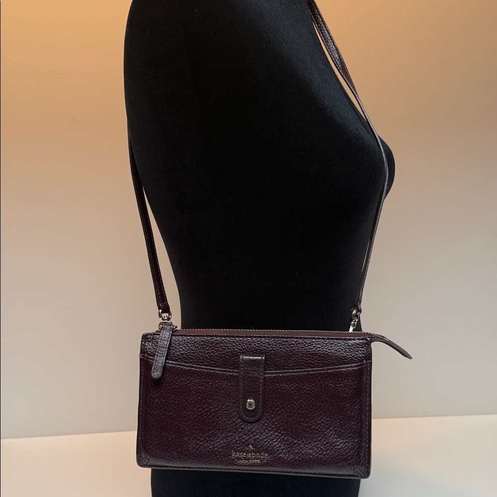 kate spade Burgundy Pebbled Leather Crossbody Bag